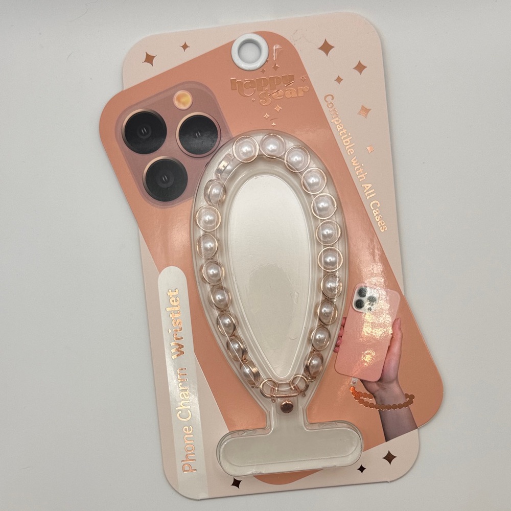 Phone Charm Wristlet - Rose Gold Pearl